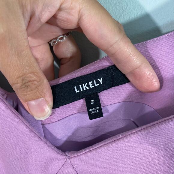 Likely Women Lilac Sleeveless V-neck Long Georgina Sheath Dress Size 2 - Picture 4 of 8